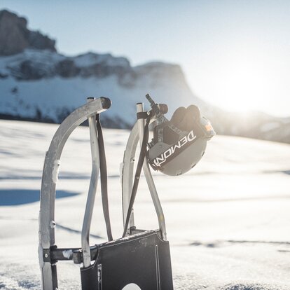 Rodel mit Helm | © IDM Südtirol-Alto Adige/Manuel Kottersteger